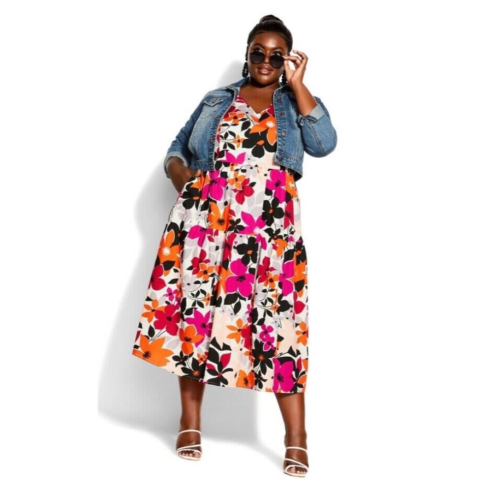 City Chic Trendy Plus Size Vintage Vibe Midi Dress Size‎ 20 - Picture 10 of 10
